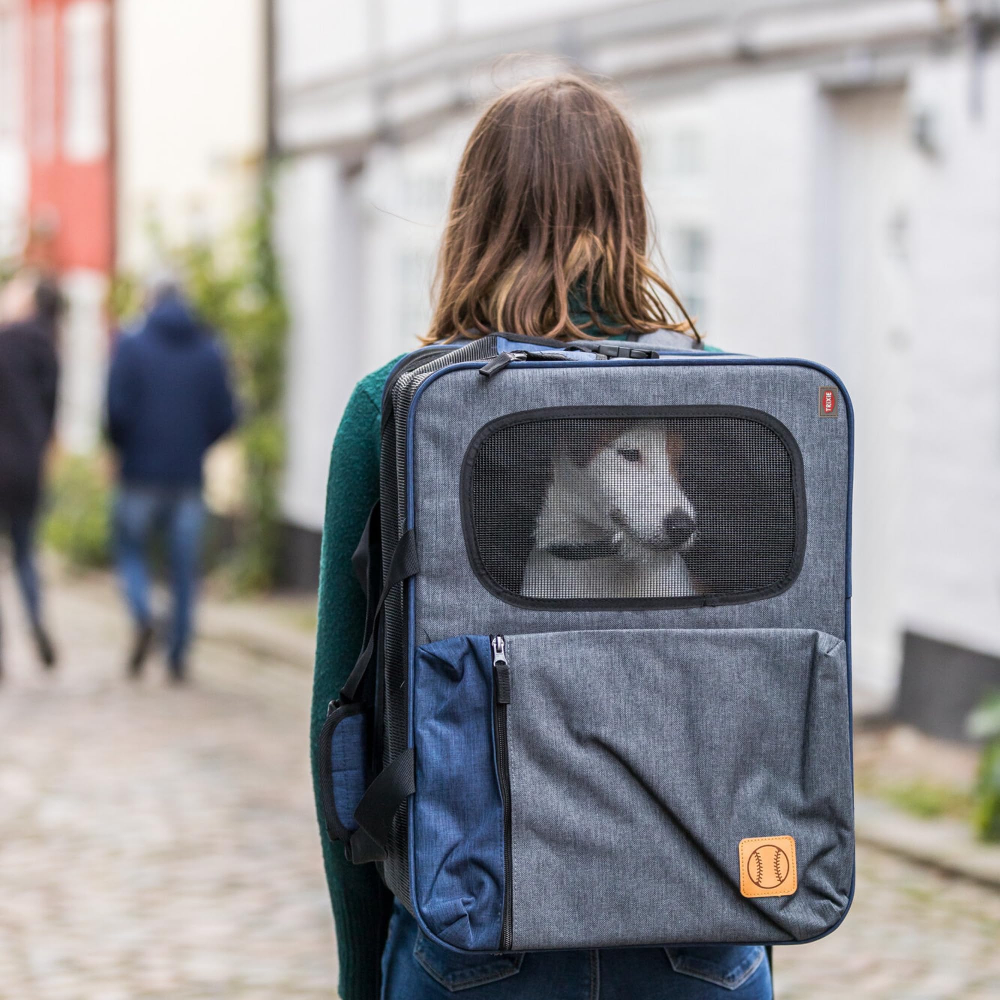 TRIXIE Rucksack & Tasche Tara 2 in 1 - grau/blau 25 × 38 × 50 cm