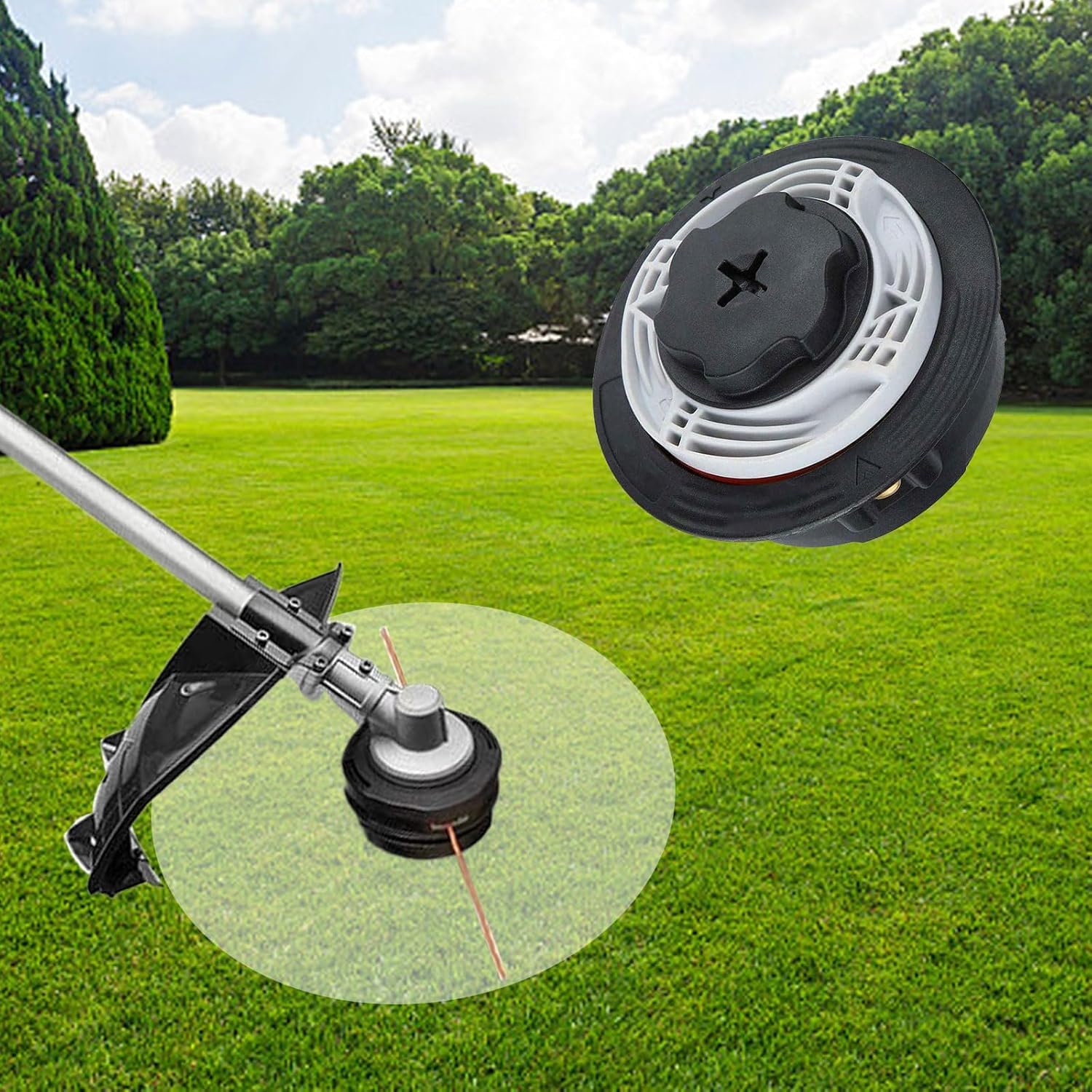 Autocut C6-2 Mähkopf für Stihl Motorsense, Fadenkopf Ersatzteil kompatibel mit STIHL FS38 FS40 FS45 FS50 FSE60 FSE71 FSE81 FSA60R FSA86R KM56 KM94 KM111 Freischneider (2-Stück)