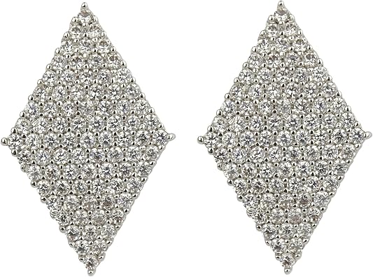 Diamond Shaped Cubic Zirconia Stud Earrings Invisible Setting