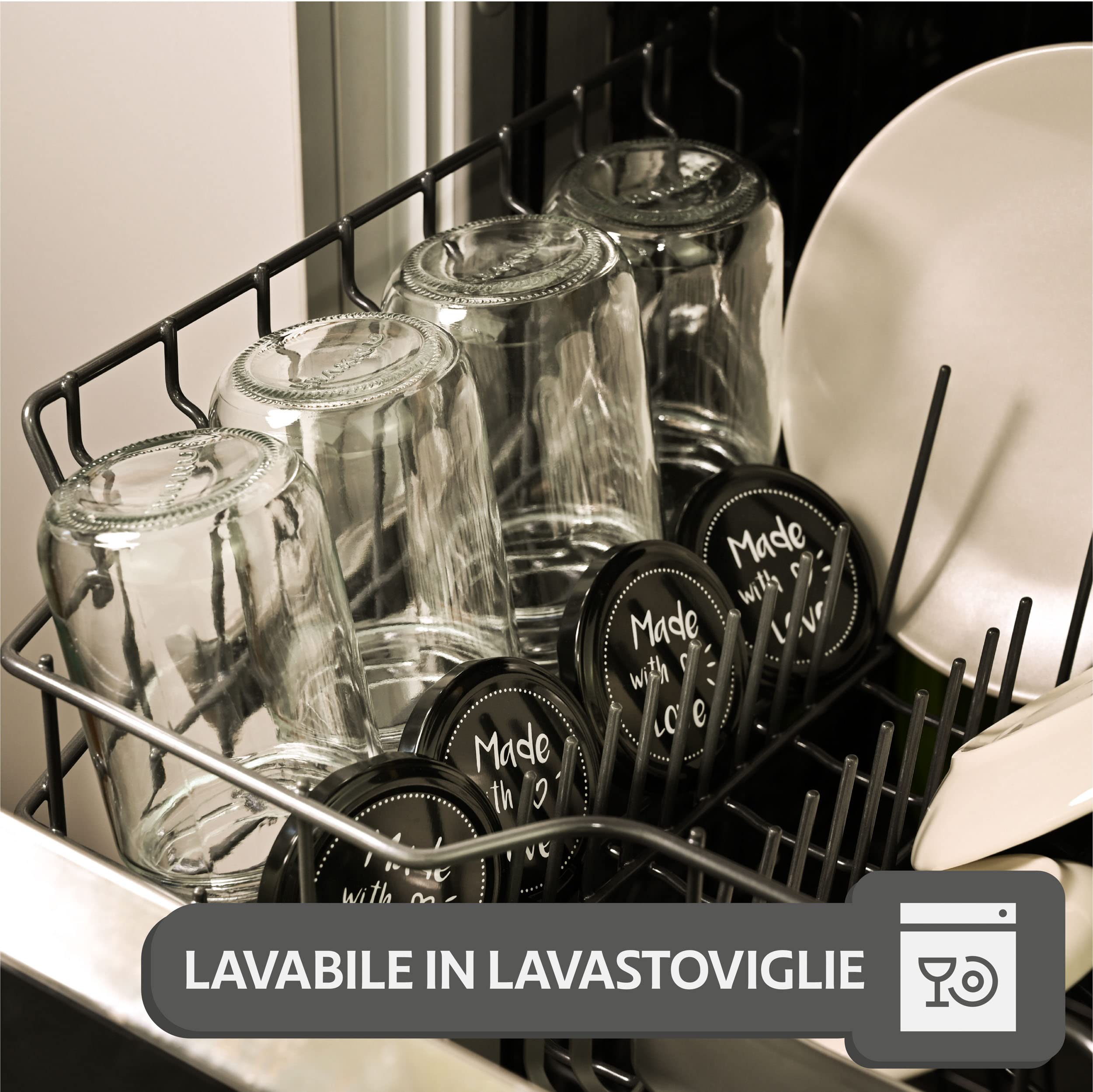 Praknu 12 Barattoli per Conserve 350 ml - Con Etichette e Pennarello - Ermetici - Lavabili in Lavastoviglie - Ideali da Regalare