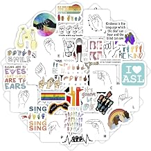 BulbaCraft 100Pcs Sign Language Stickers Alphabet, ASL Stickers for Water Bottle and Laptop - Sign Language Party Favors & Decorations, Waterproof Vinyl Decals, Gifts for Women & Men