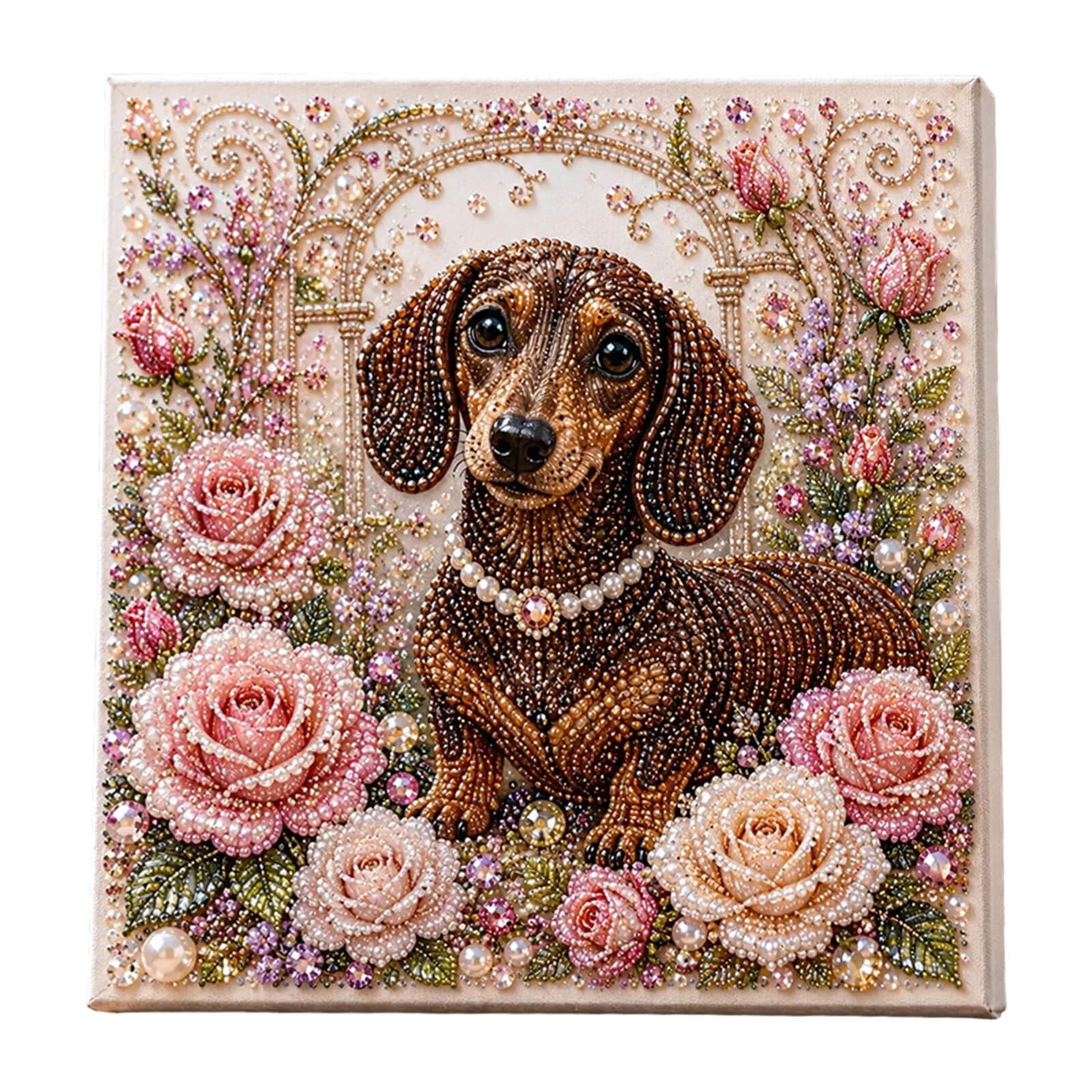 Animal Pearl Art Diy Craft Kit 5D Diamond Painting For Adults Beginner,Dachshund Diamond Art,Pearl Diamond Art Kits for Adults,Handmade Pearl Beads Diamond Dots Painting Gem Horse Wall Decoration (#8) — image 1
