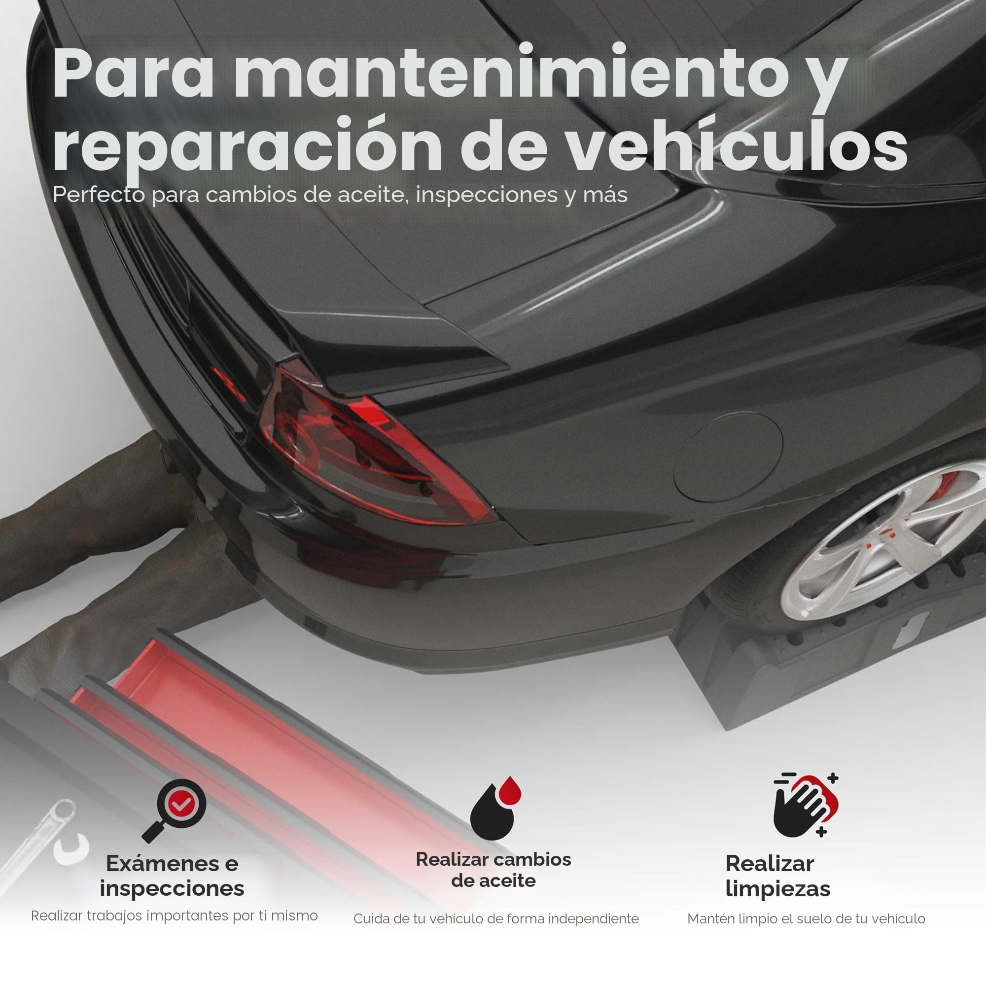 Set de 2 rampas de elevación para coches, autos y remolques – Rampa para vehículos de hasta 5 toneladas – Ayuda para elevar vehículos para autocaravana, garaje y taller – Altamente resistente como