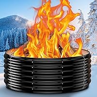 Vista 12 de Anillo de chimenea al aire libre de 32 pulgadas, chimenea de leña resistente al calor de 17 pulgadas de altura y chimenea para exterior, anillo