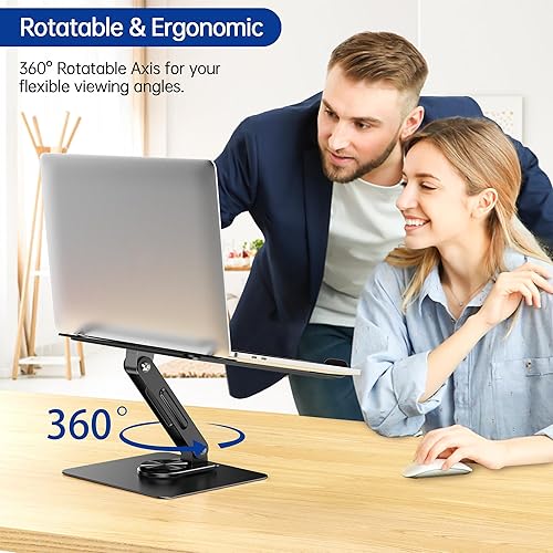 Miniatura 2 de BESIGN LS12 - Soporte para laptop con base giratoria de 360, soporte ergonómico ajustable para portátil, soporte elevador compatible con Air, Pro,