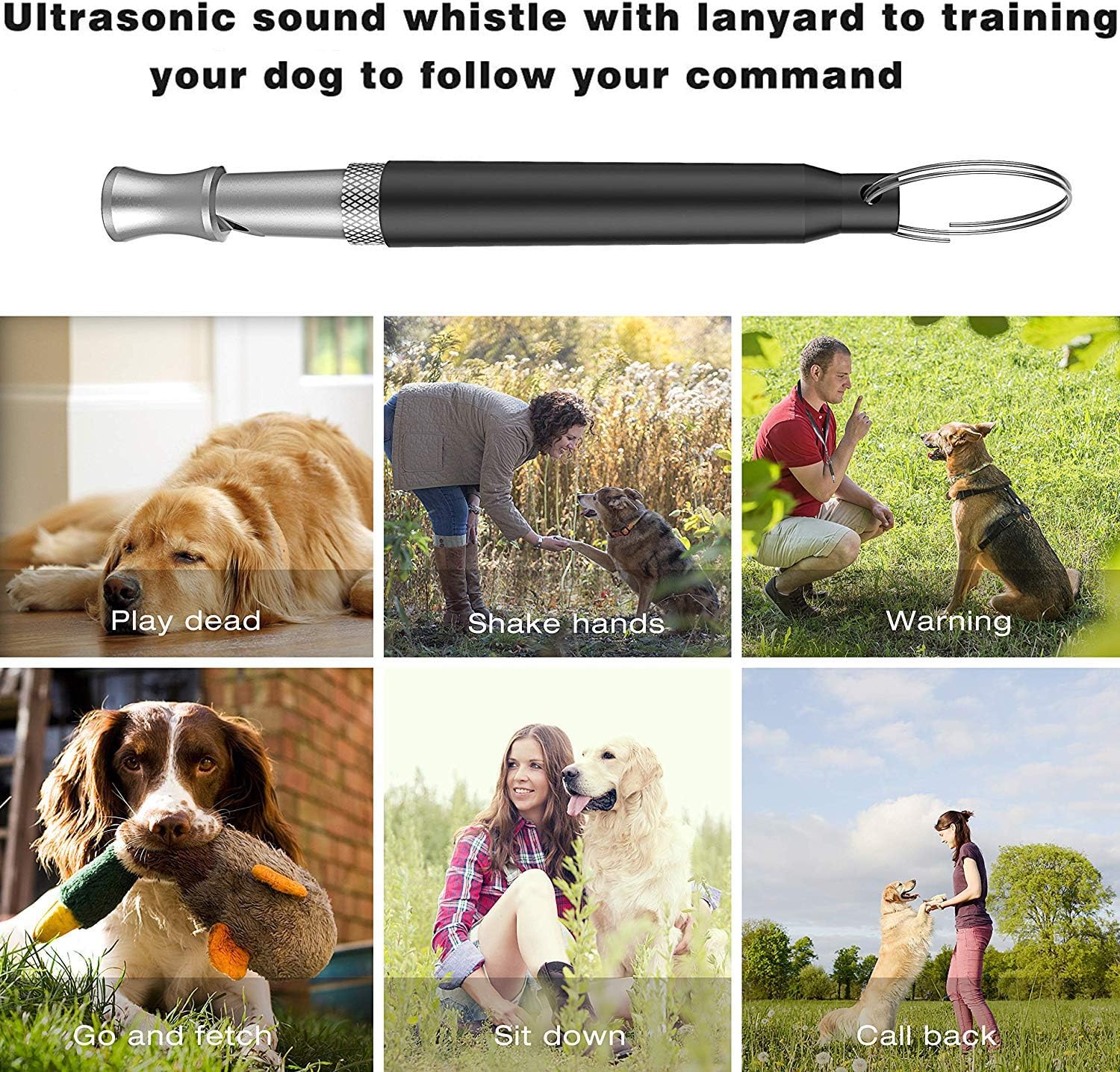 Aptoyu Professional Silent Dog Whistle to Stop Barking, 3 Pack Adjustable Pitch Ultrasonic Recall Training Tool Silent Dog Bark Control Whistle with Free Premium Quality Lanyard, (Black White Red)