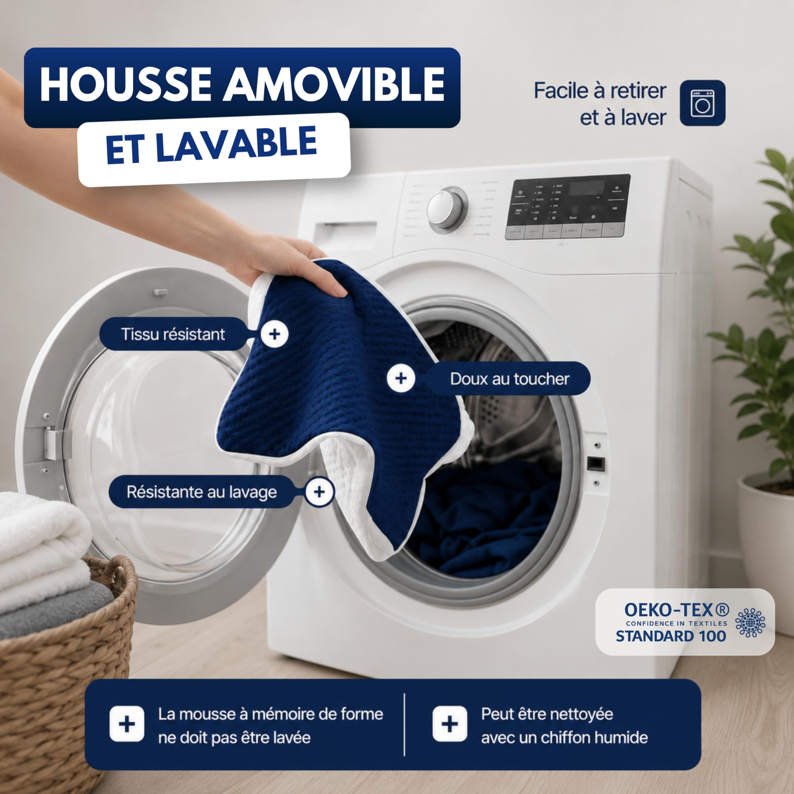 ALLEVO® Oreiller ergonomique cervical & 2 taies d’oreillers & hauteur ajustable- Coussin memoire forme, 60 x 40, Ferme, Pillow Papillon Pour Cervicales, Lit, Anti Cervicales douloureuses, Orthopédique