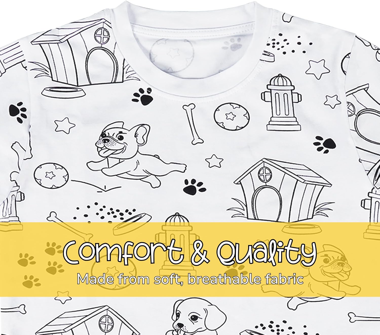 Colorable Pajamas for Kids with Markers - DIY Hand Painted Coloring Pajama Set-Kids PJs Coloring Kit Perfect for Pajama Party