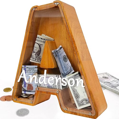 Miniatura 86 de Alcancías de Letras de Madera Extra Grandes de 12" - Alcancías para Niños y Niñas, Bancos de Dinero del Alfabeto con Inicial R - Banco de Monedas