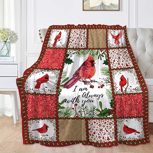 Lokesvararaja Im with You North Cardinal - Manta de Navidad roja para sofá manta de forro polar suave con peso decoración de Navidad para mascotas