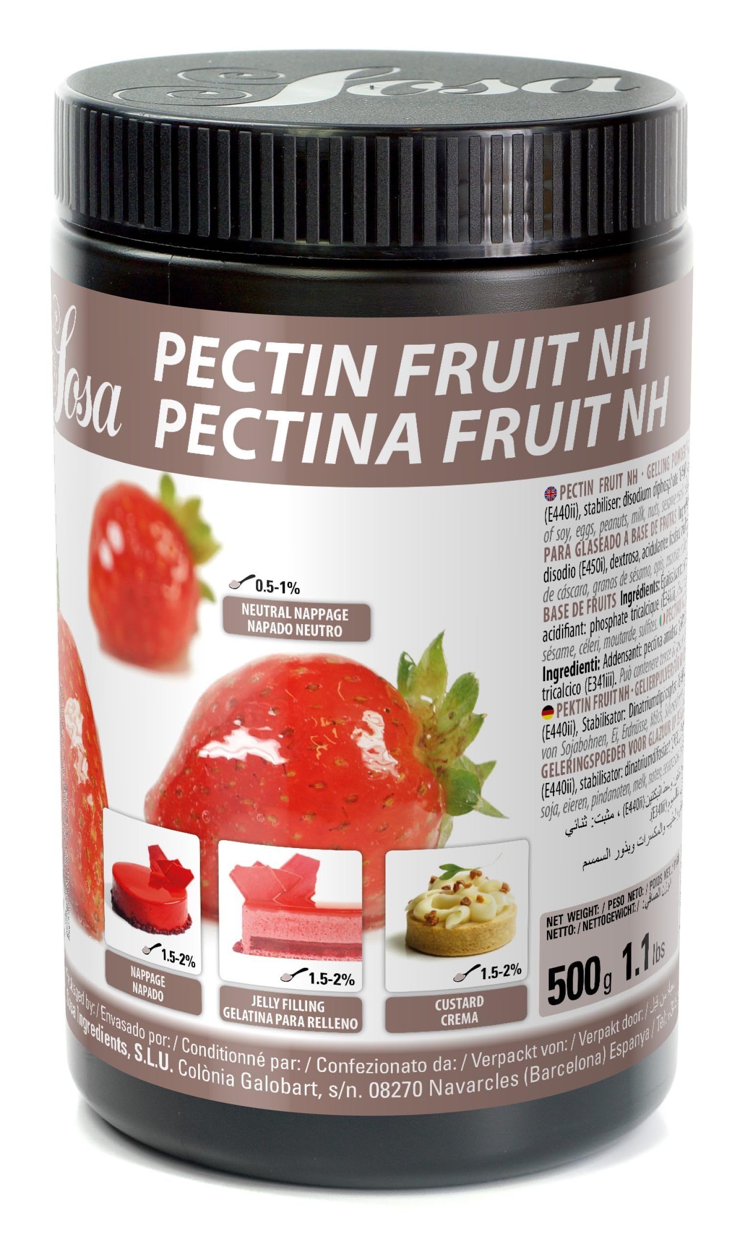 SOSA Pectina Fruit NH - Pectina de bajo metoxilo amidada (LMA) con sales y calcio, espesante gelificante - Bote 500grs