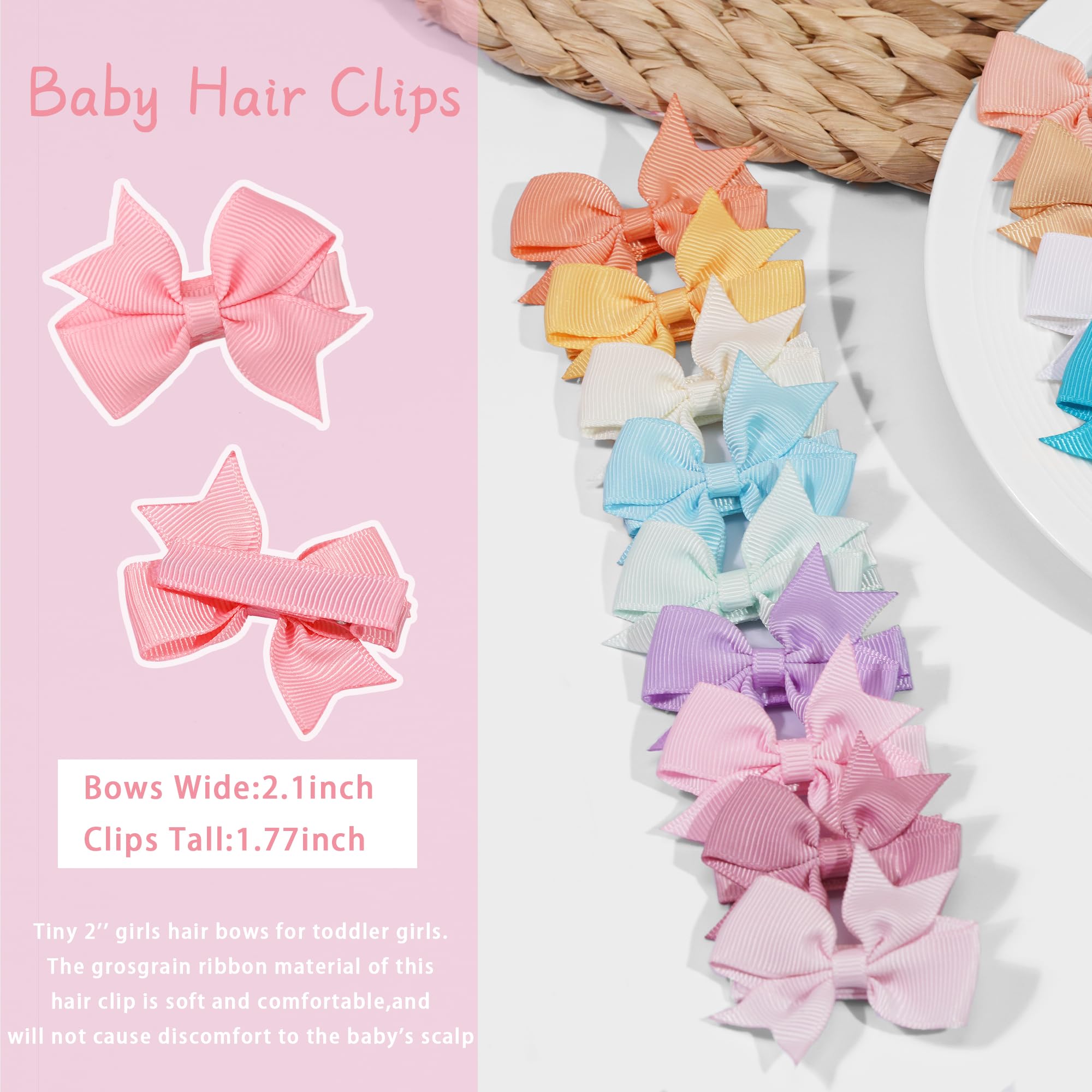 Hair Clips for Girls - 20PCS Fully Lined Hair Bows Alligator Clips for Toddlers Kids, Infants, Multicolor, 1 count (Pack of 20) - Image 4