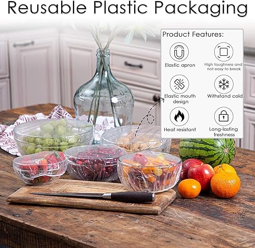 Miniatura 2 de Linkidea 50 fundas elásticas para almacenamiento de alimentos, reutilizables, de plástico elástico, alternativa al papel de aluminio, para picnic