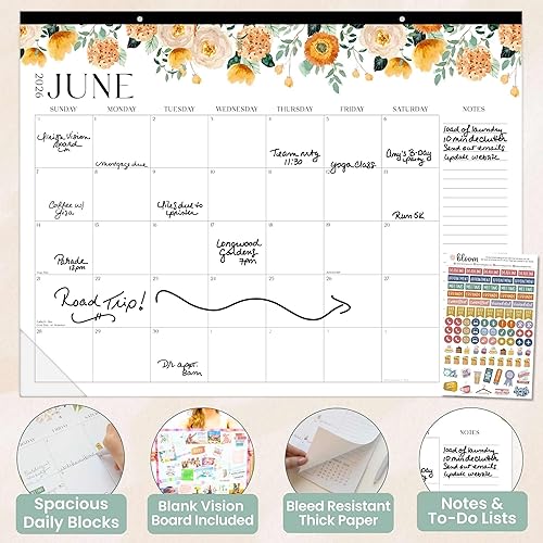 Miniatura 5 de bloom daily planners Calendario de escritorio 2026, calendario de pared grande de enero a diciembre, 21 x 16 pulgadas, planificador mensual colgante