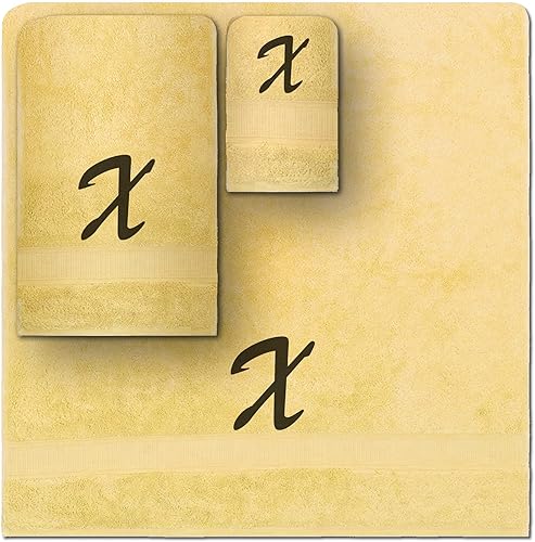 Vista 36 de Juego de toallas con monograma, regalo personalizado, juego de 3 toallas turcas bordadas con letras de bloques, 1 toalla de baño y 1 toalla de mano