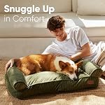 FUKUMARU Lit pour chien, Lit pour chat confortable Corduroy pour les chats intérieurs avec couverture lavable, 28in Canapé pour petits chiens et grands chats, Canapé de coton chaud mignon, vert