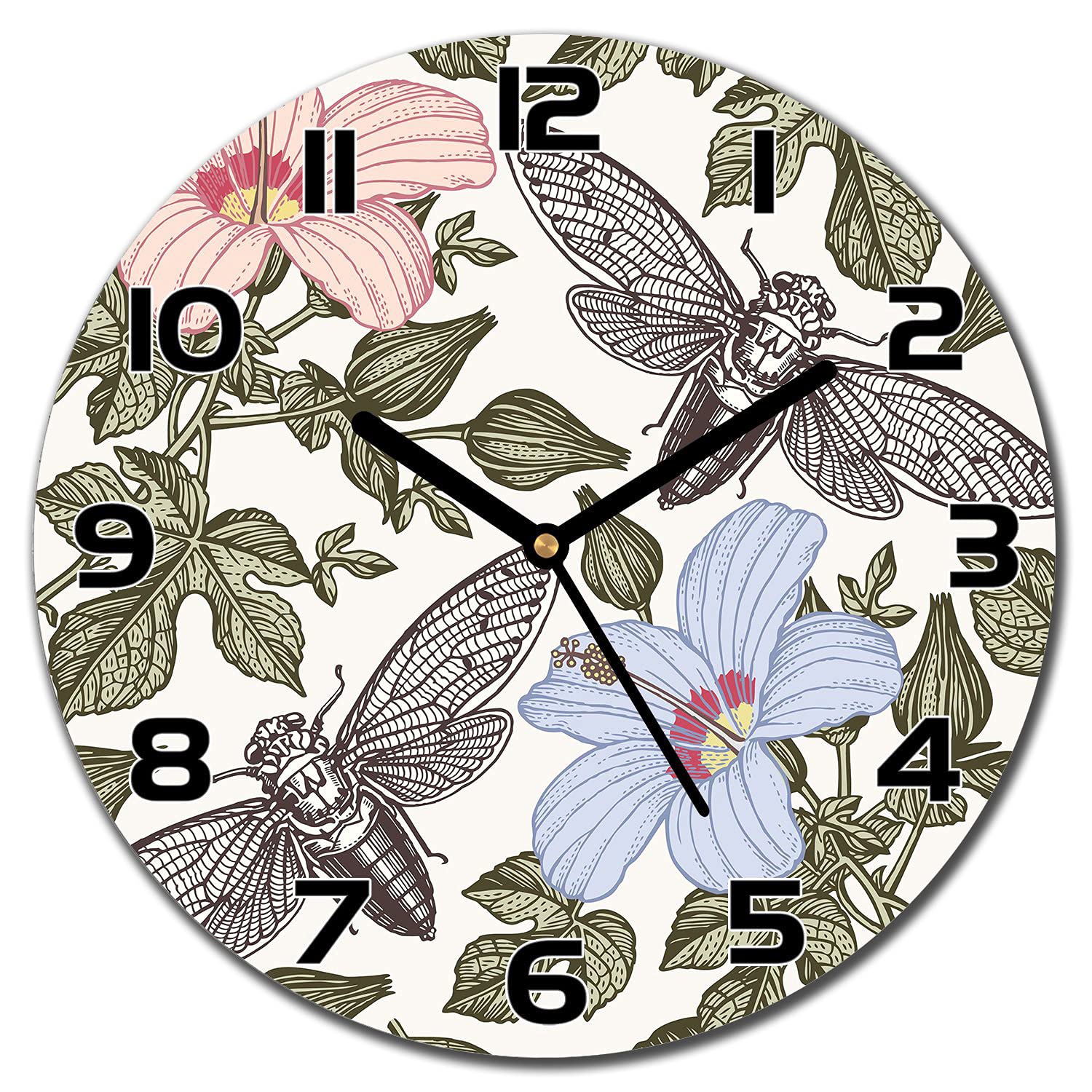 Horloge en verre silencieuse 30 cm lisible aiguilles noires