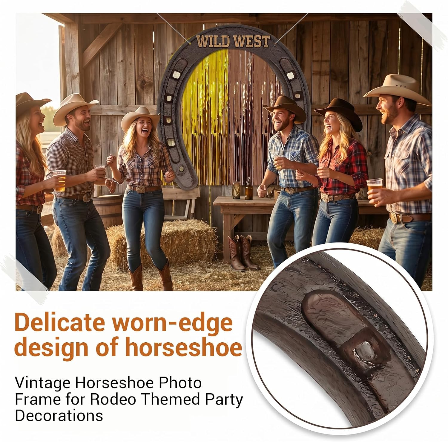 Western Themed Party Decorations, Horseshoe Western Backdrop Rodeo Party Decorations