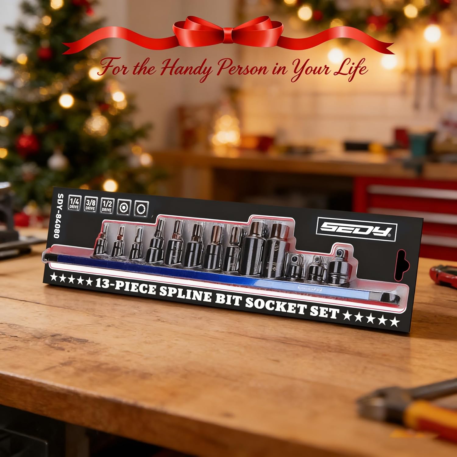 Triple-Square Spline Bit Socket Set: 13-Piece Socket Set with Magnetic Socket Rail Organizer, 1/4,3/8,1/2-inch Drive M4-M18 12 Point Bit Socket Set for Garages Workshops