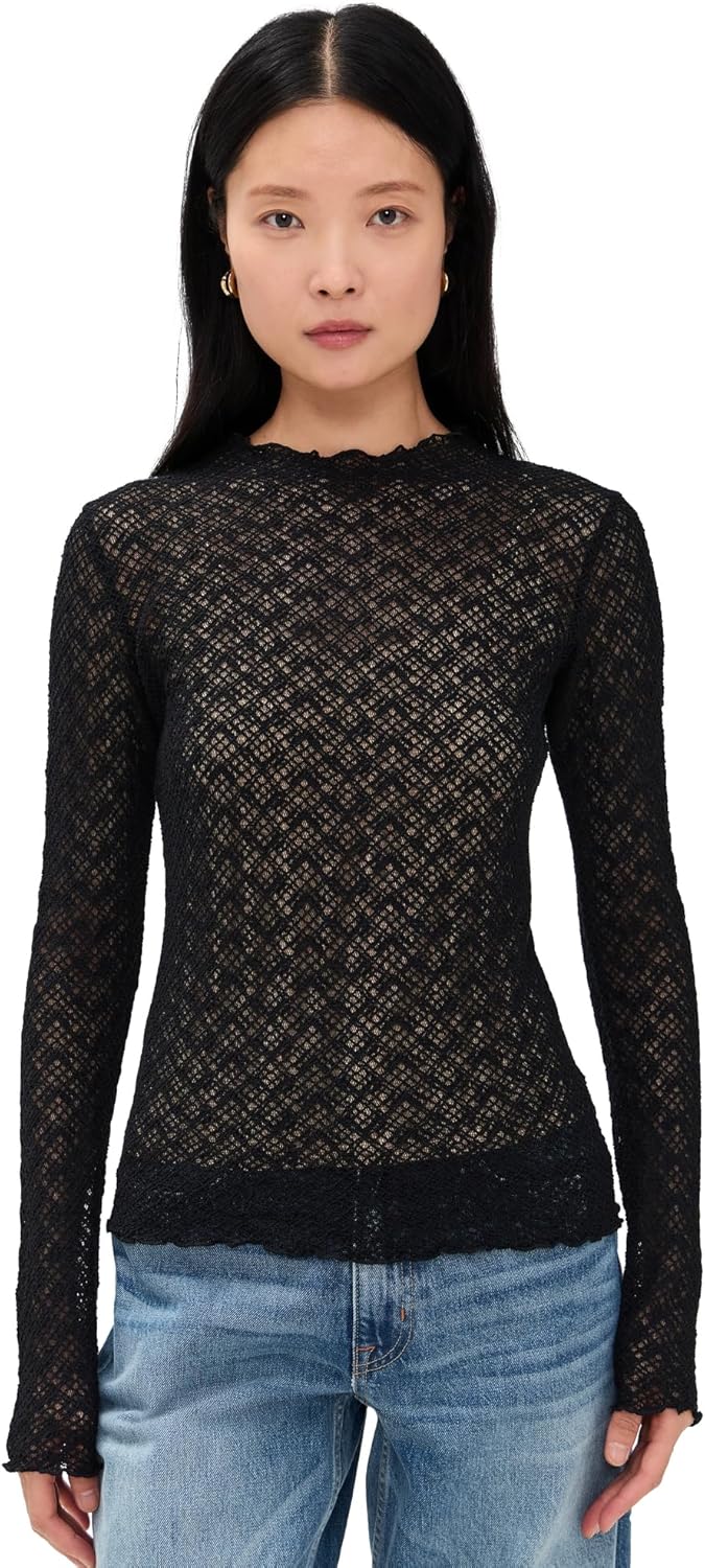 Vince Women's Lace Mock Neck Top