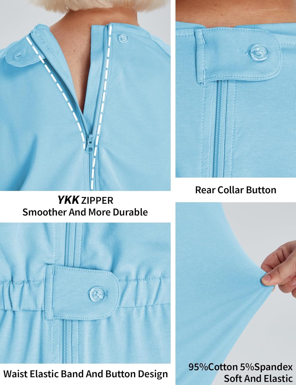 Adaptive Women's Security Back-Zip Jumpsuit - Easy Care Romper for Elderly & Limited Mobility - Image 5