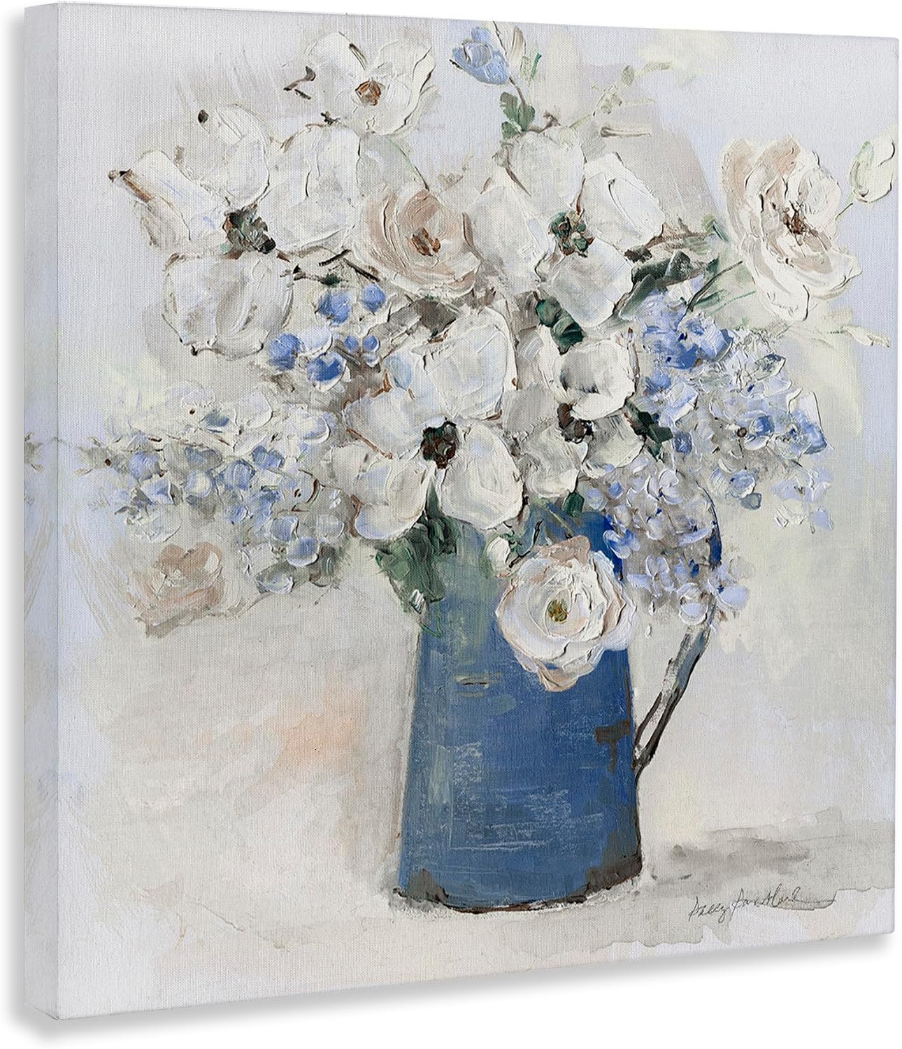Stupell Industries Blue Country Vase Floral, 24 x 24 Inch Canvas Wall Art