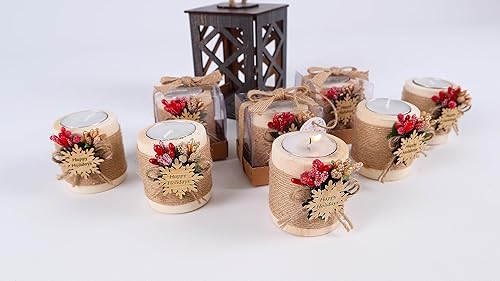 Vista 69 de HTF - Juego de 10 portavelas de madera para decoración de baby shower, regalos de revelación de género, portavelas de madera para baby shower Marrón