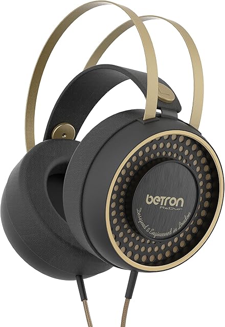 Betron Retro Headphones Wired Over Ear Design 50mm Stereo Drivers 3.5mm Head Phone Connection Large Comfortable Earpads Compatible with iPad Tablet Laptop Computer Smartphones MP3 Players etc