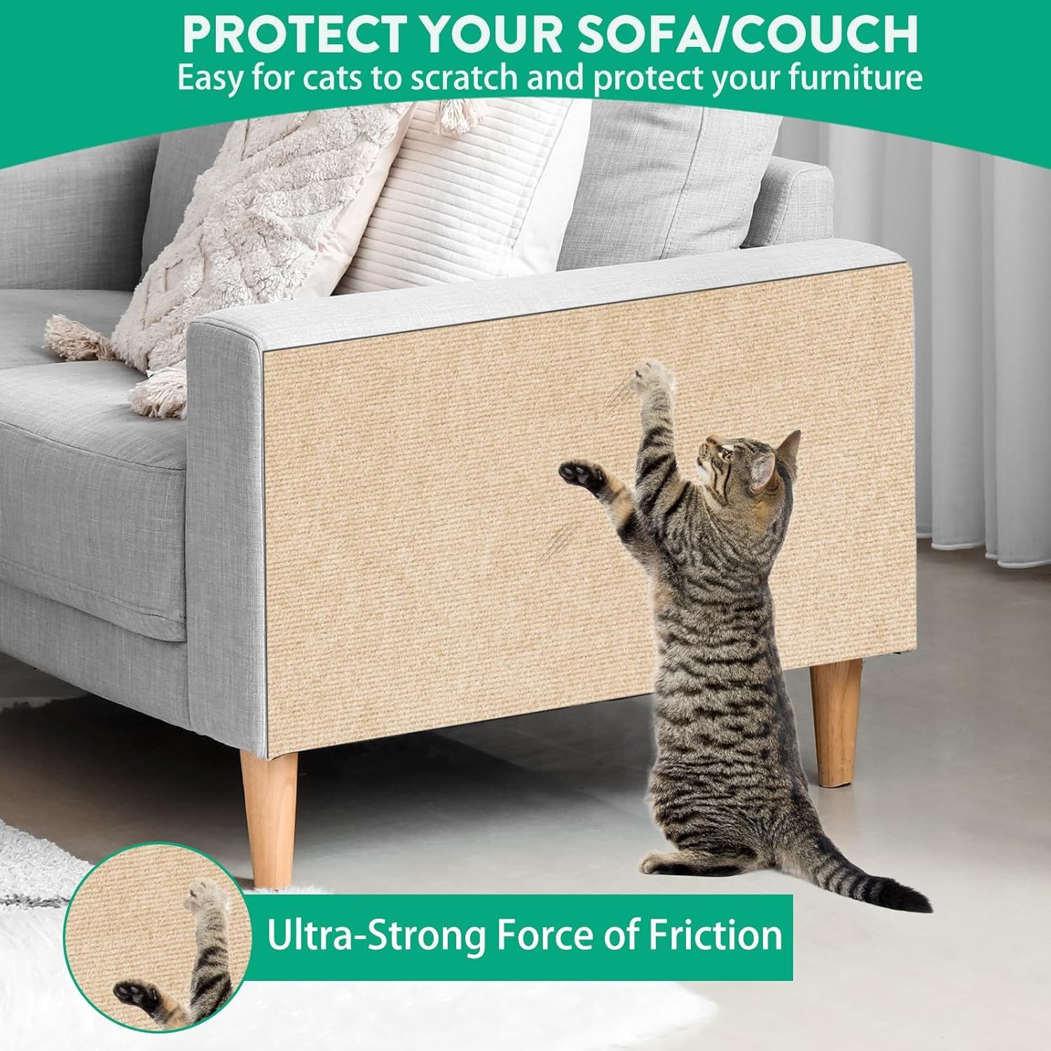 Farnirvana Tappetino Antigraffio Autoadesivo per Gatti, 100 × 40 cm Diy Climbing Cat Scratcher, Protezione Divano Graffi Gatto,Tiragraffi Divano,Proteggi Divano Gatti Graff per Tappeti Divani Mobili
