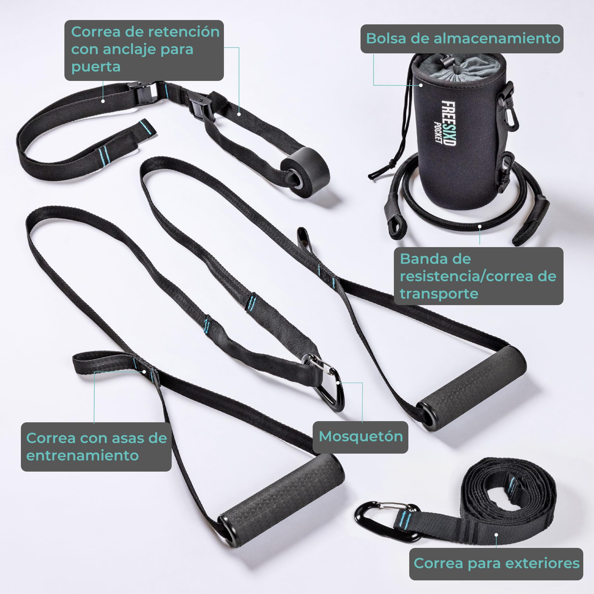 Correas de entrenamiento en suspensión Kit - Juego de Trainer Fitness con Anclaje puerta para Gimnasio en casa - Adecuado para Viajes, Entrenamiento en Interiores y Exteriores, Ejercicio