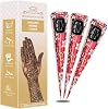 Organic Henna Mehindi XL Cones Ready to Use (Pack of 3) No Chemicals, No Dyes