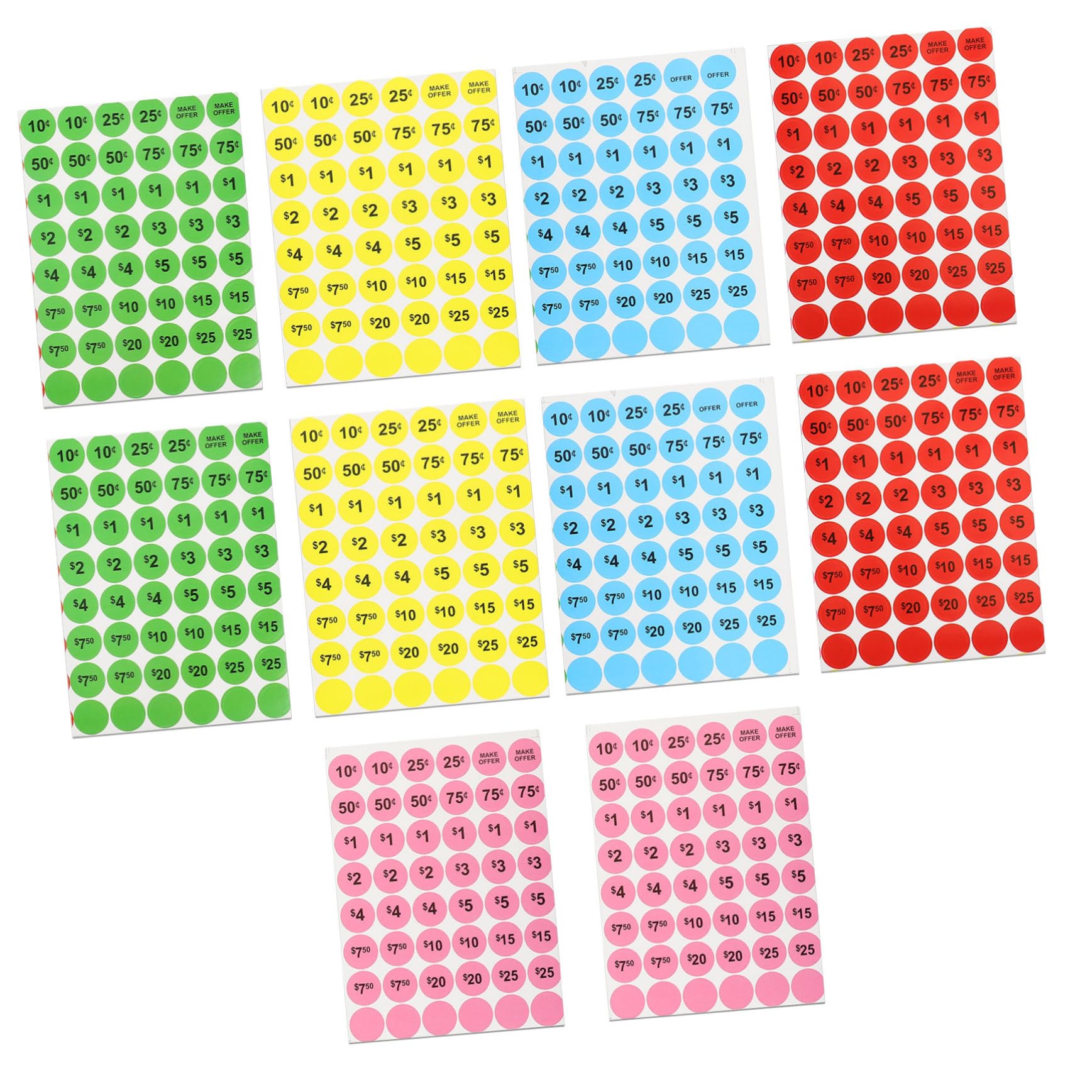 FUNOMOCYA 480 Pieces Removable Stickers 10 Sheets Bright Tags for Sale Signs for Small Business Pricing