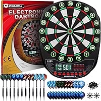 WINMAX Electronic Soft Tip Dartboard with LED Displays, 34 Games, 12 Darts & 100 Tips - 8 Players, 3 Languages