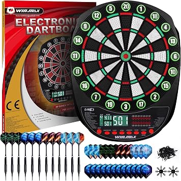 WIN.MAX Electronic Dart Board Automatic Scoring with 12 Soft Tip Darts