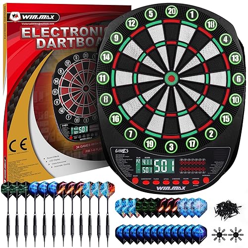 WIN.MAX Elektronische Dartscheibe Profi Set 34 Games mit 354 Varianten3