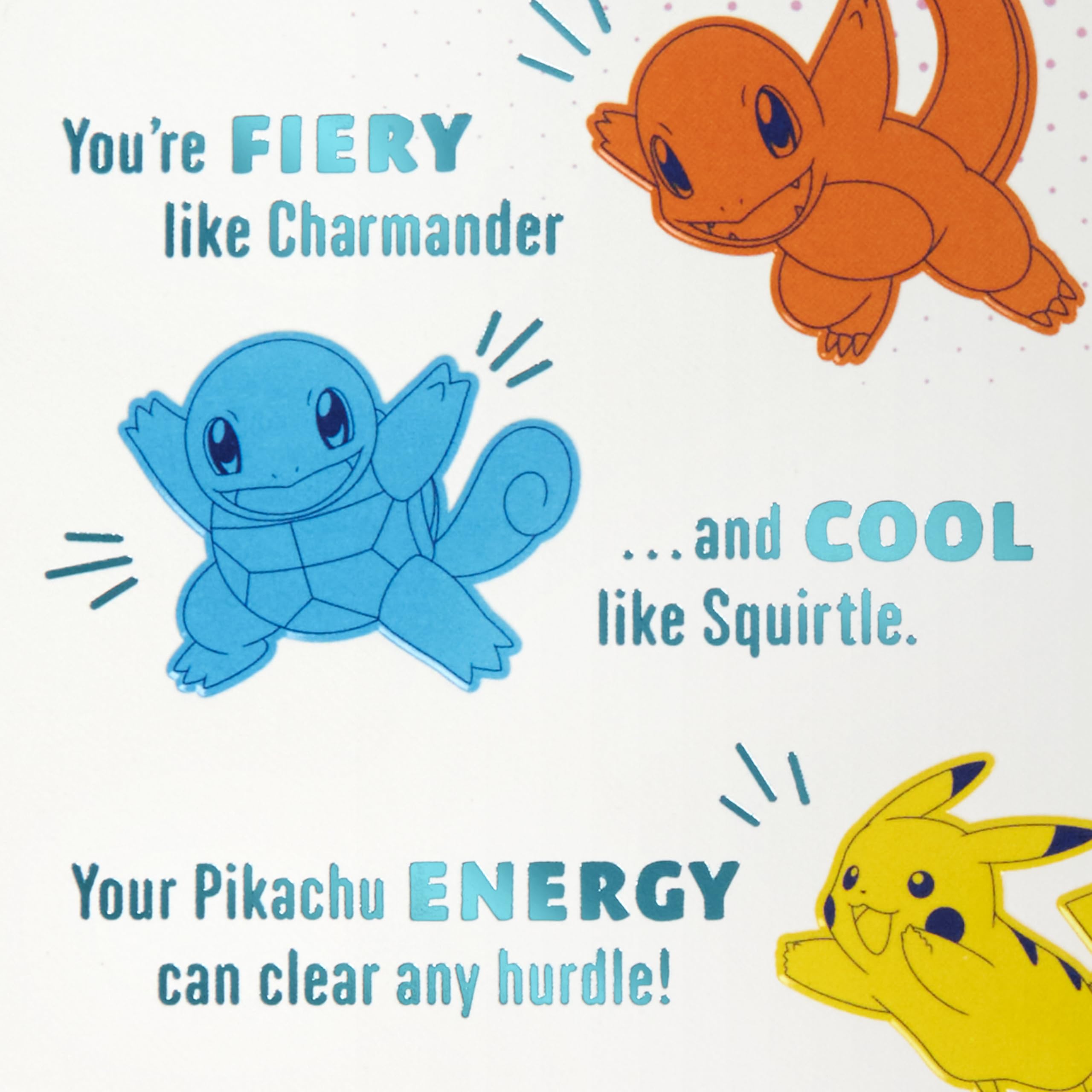 Hallmark Pokémon Birthday Card for Kid (A Champion's Heart) Charmander, Squirtle, Pikachu
