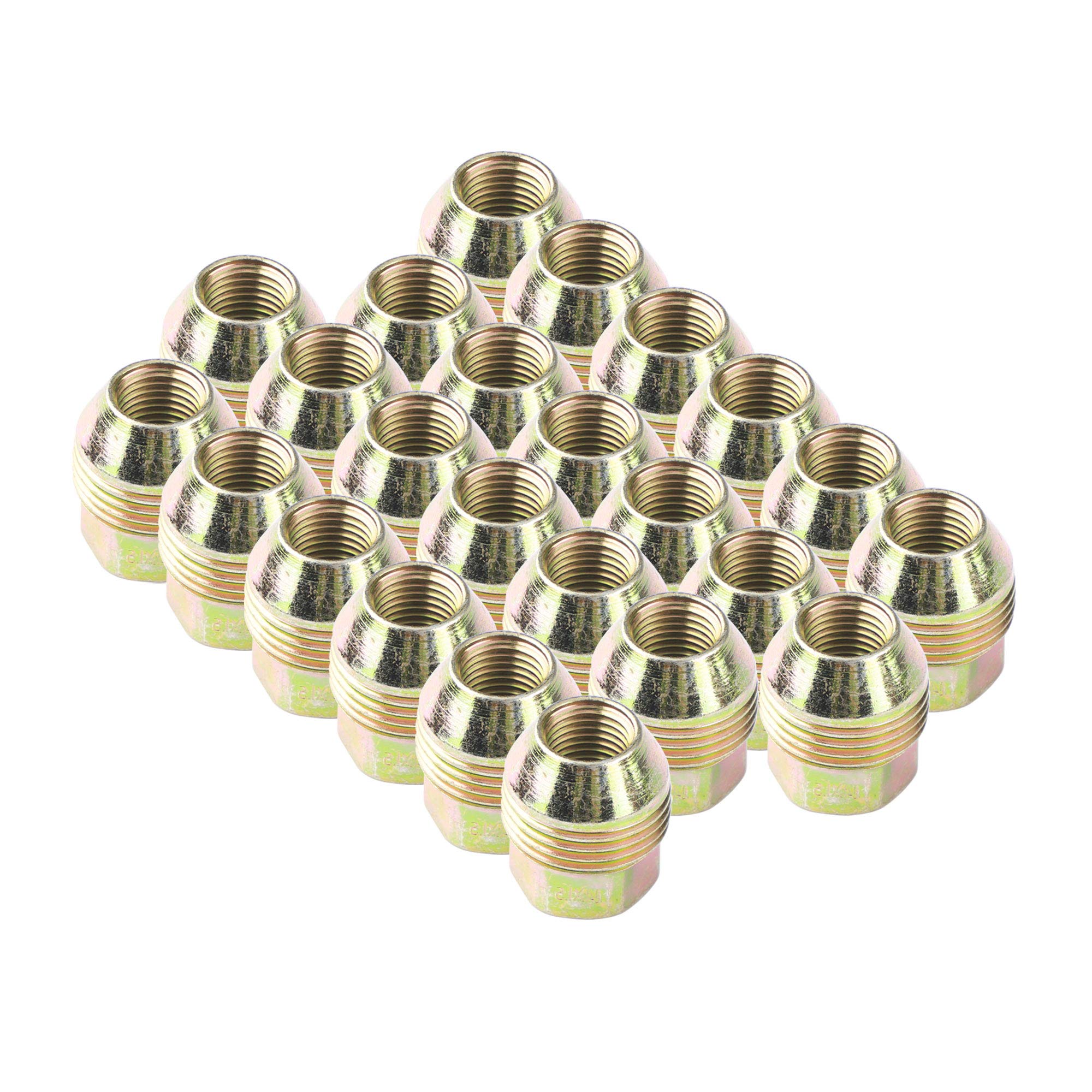 24 PCS 14mmx1.5 OEM Factory Wheel Lug Nuts, 14x1.5 Hex Drive 7/8" 1.12" Height Open End Bulge Acorn Lug Nuts, Compatible for Silverado Suburban Express Sierra 1500, Avalanche, Escalade