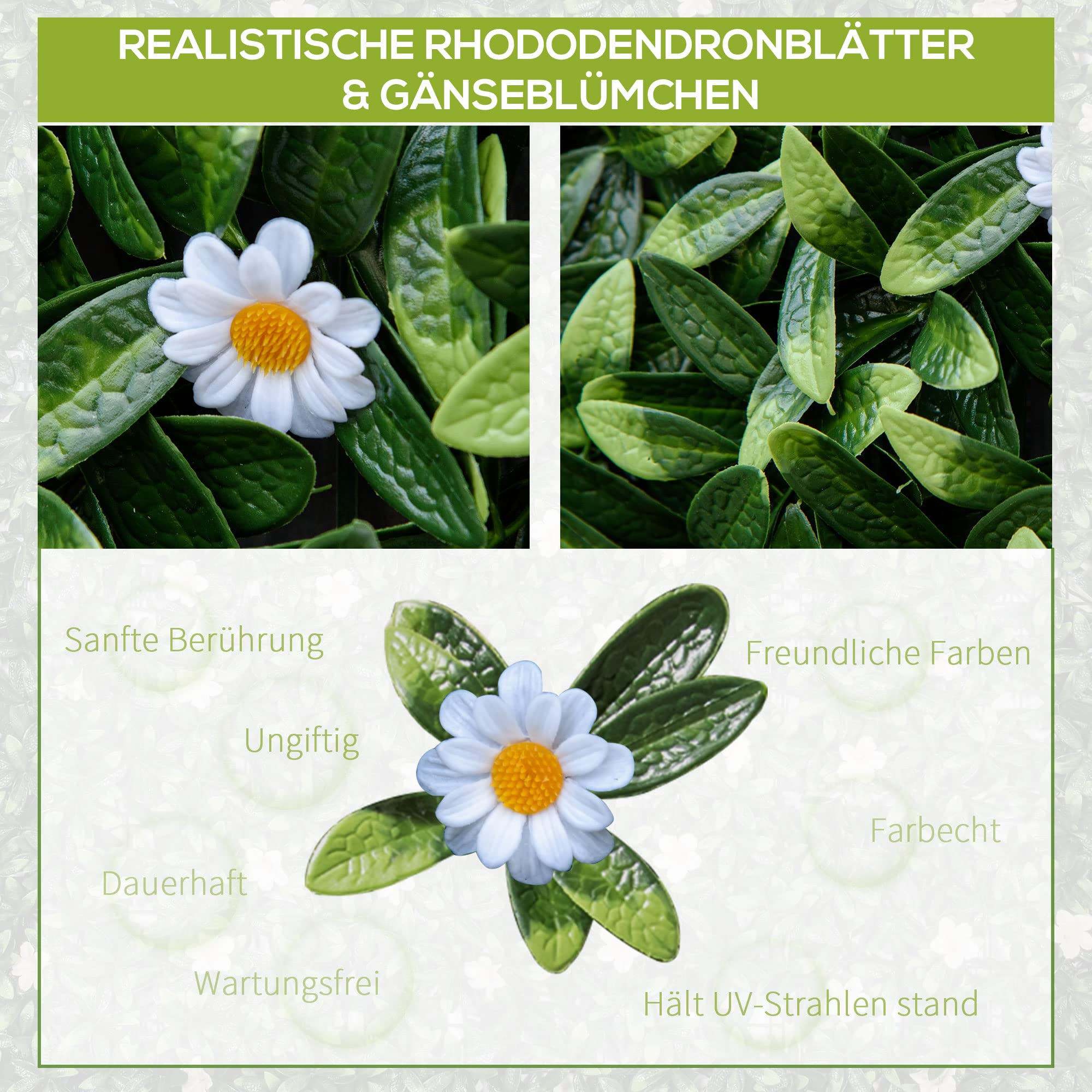 Haie Artificiel Outsunny Brise-Vue Décoration Rouleau 3L X 1H M Feuillage Réaliste Anti-UV Vert Foncé - Jardin