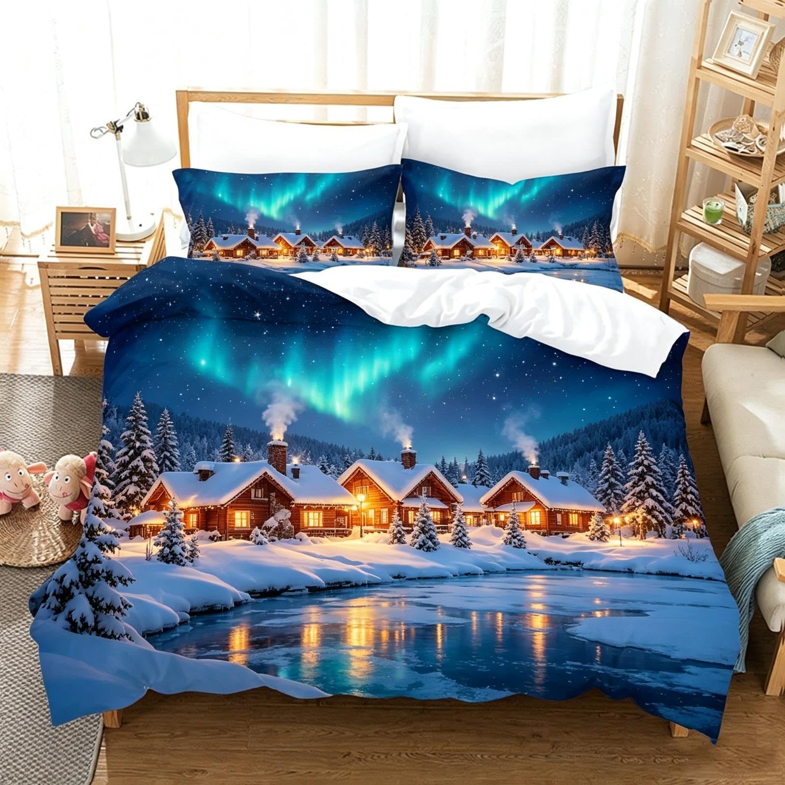 Weihnachten Bettbezug Set 3 teilig Kissenbezüge 2 Stück weich, Set