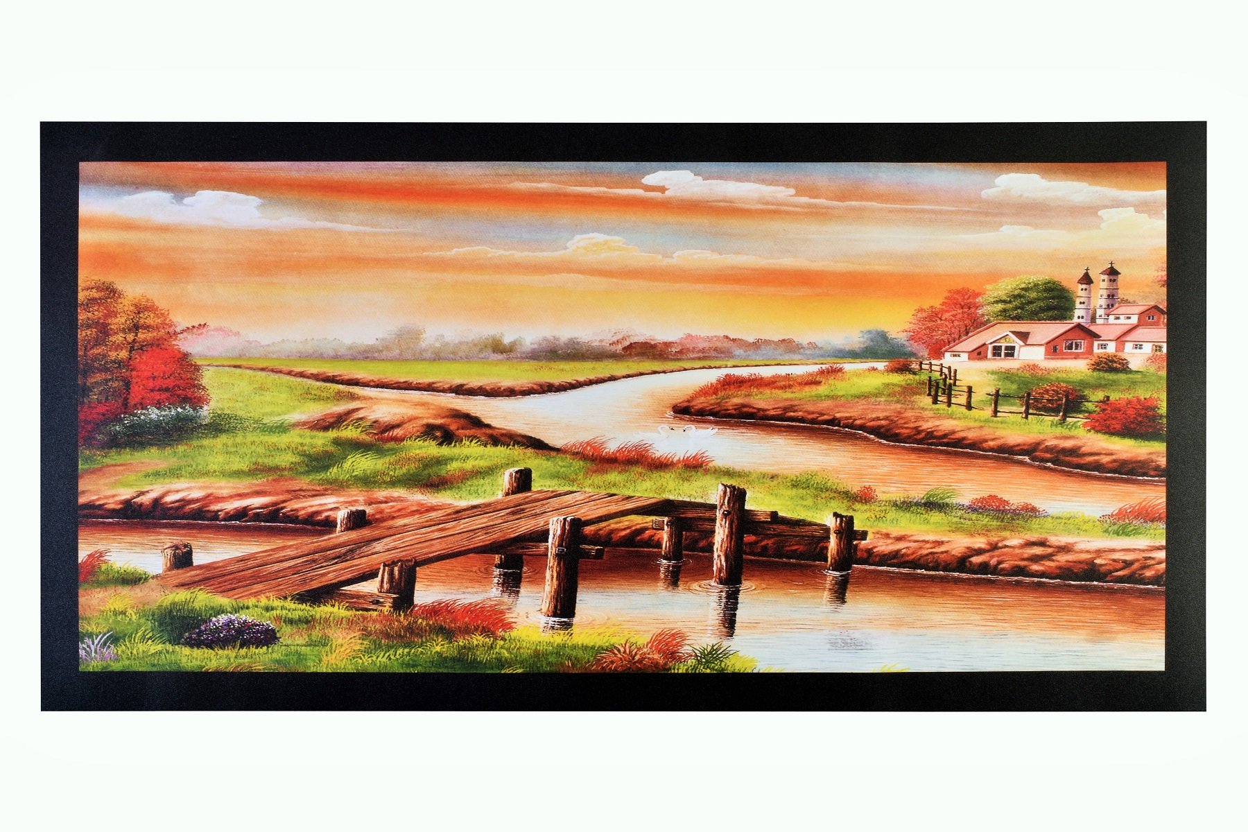Sticker mural paysage pour salon peinture scintillante 50x101cm