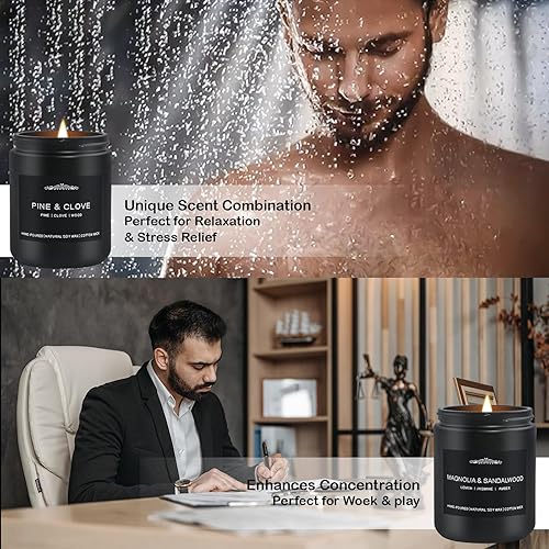 Miniatura 4 de Paquete de 2 velas perfumadas para el hogar, tarro grande de 3 mechas, velas de granero para aliviar el estrés, velas de aromaterapia para mujeres,