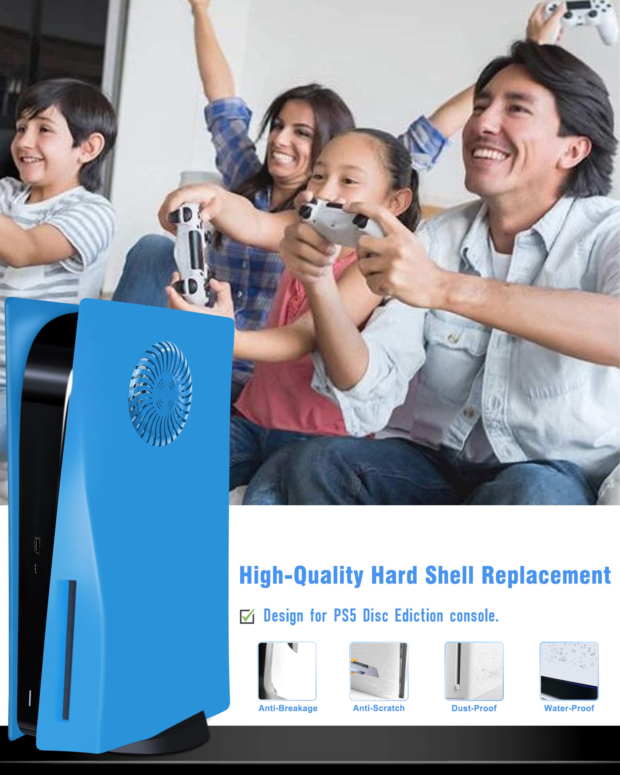 Joso Faceplate pour PS5 Disc Edition, Anti-Scratch boîtier de Remplacement étanche à la poussière, Cover Skin fit pour Console PS5 (CD-ROM) avec évent de Refroidissement