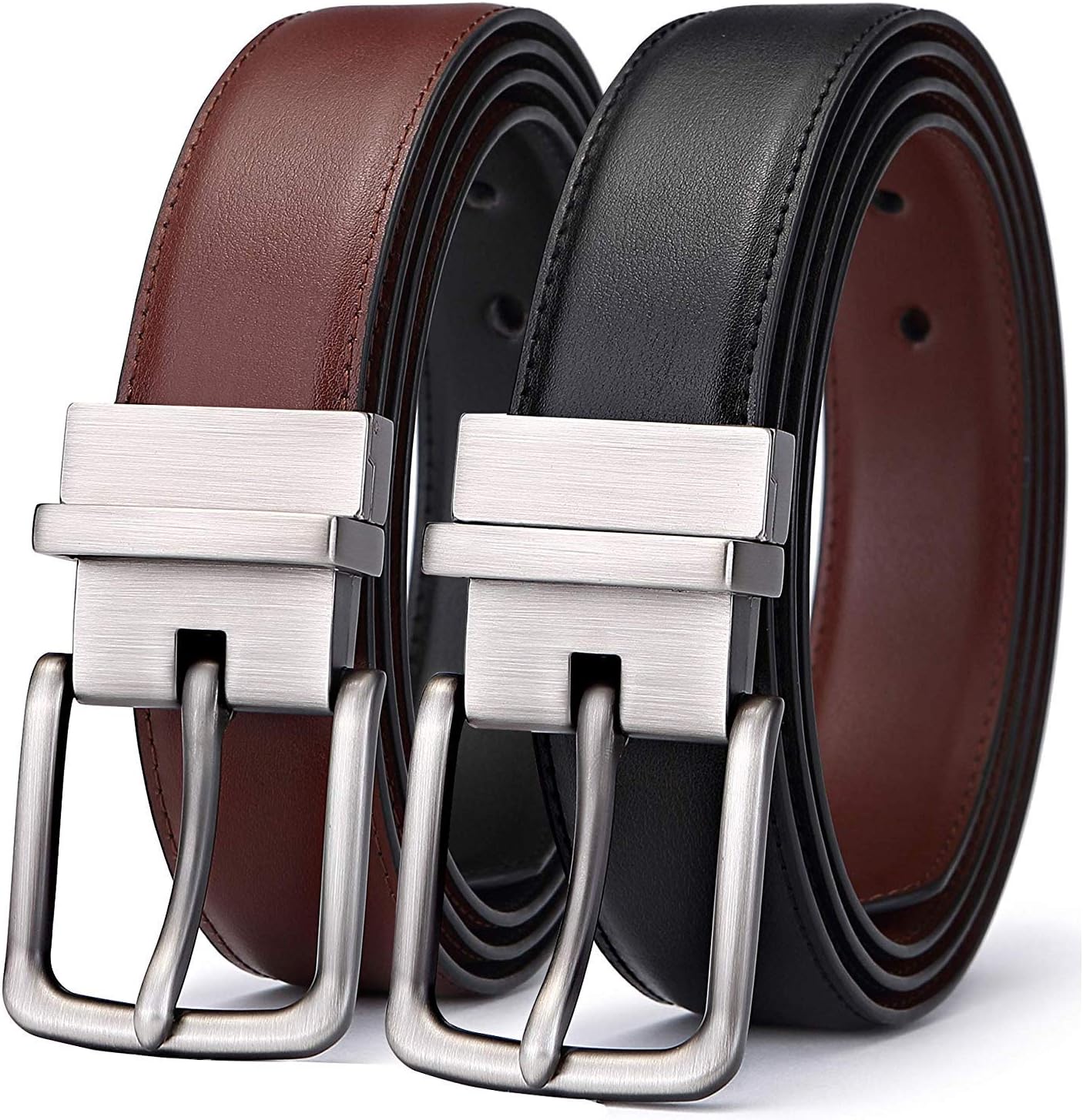 Men's Belt,Bulliant Reversible Belt for Mens 1.25",Size Adjustable,One Belt Reverse for 2 Colors
