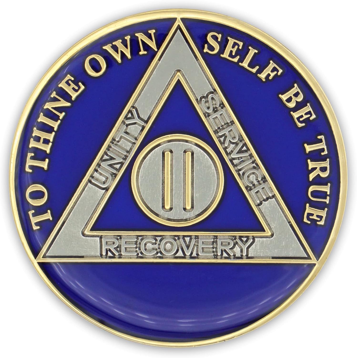2 Year Sobriety Coin | Triplate AA Chip Recovery Anniversary Token (Blue)