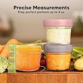 KeaBabies 6pk 4oz Glass Baby Food Containers with Lids - Leak-Proof, Microwavable Small Glass Jars, Baby Purees & Toddler Snack Storage Containers, BPA-Free, Dishwasher & Freezer Safe (Roseate)