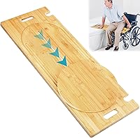 PIRXXIY Bamboo Slide Transfer Board with Pulley Track - 500 lbs Capacity, Handles & Anti-Slip for Safe Wheelchair Bed Transfers