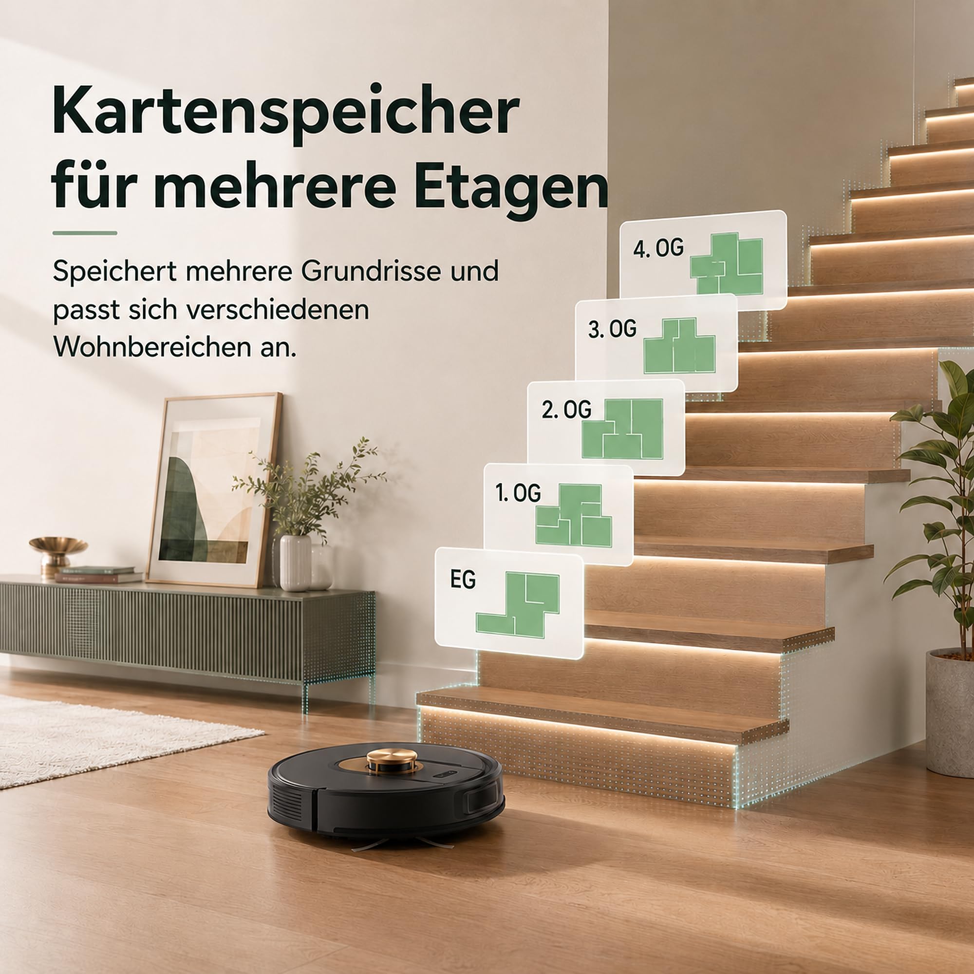 Vexilar Saugroboter mit Wischfunktion, 8000Pa & 180 Min Laufzeit Staubsauger Roboter mit LiDAR Lasernavigation & No-Go-Zonen, App/Alexa/iWatch Steuerung, Ideal für Tierhaare Teppiche (Schwarz)
