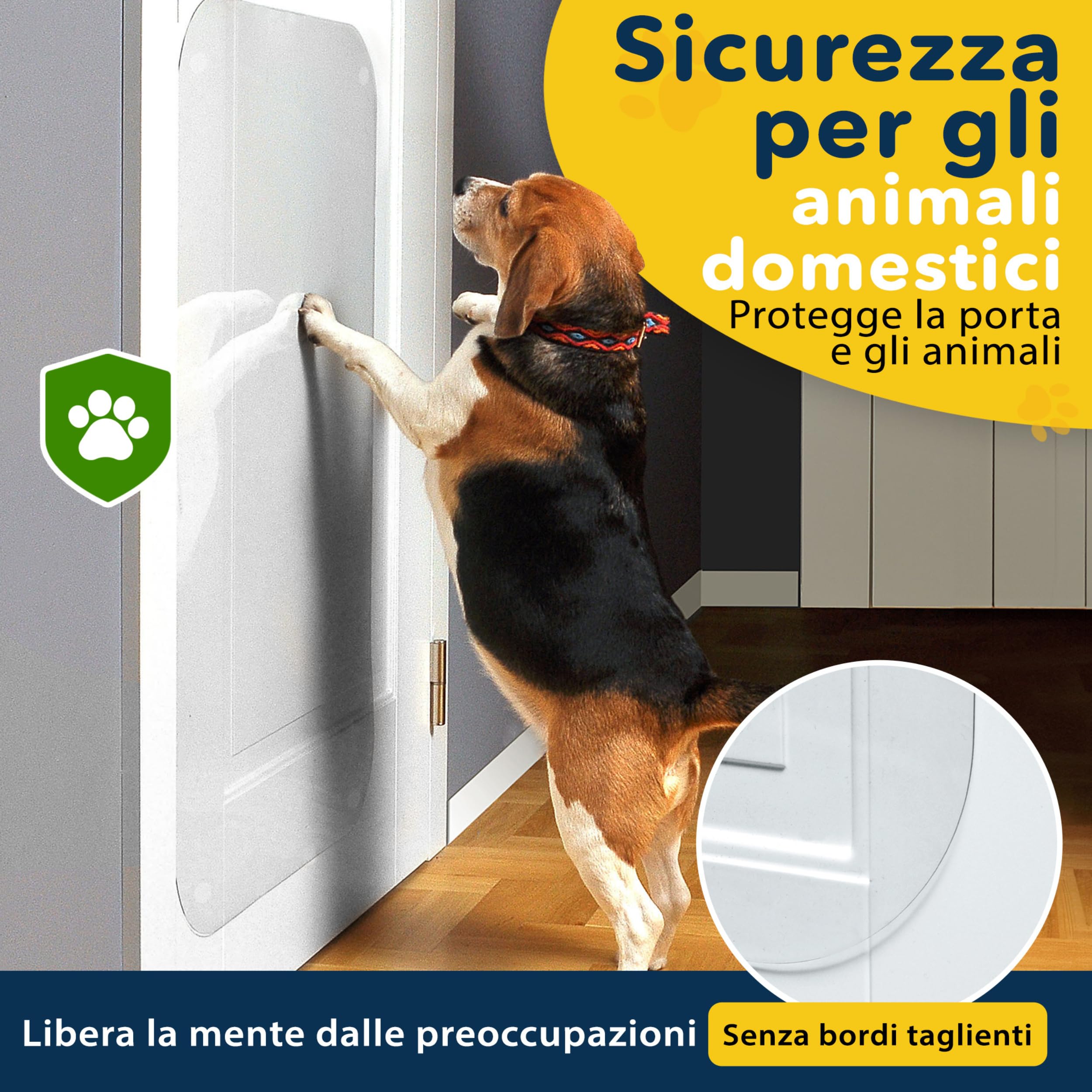 Protecto Proteggi Porta Graffi Cane Gatto 75 x 50 cm – Protezione Antigraffio Gatto Cane Resistente - Installazione Facile - Protezione Muro Trasparente Antigraffio - Mobili, Pareti, Porte, Finestre