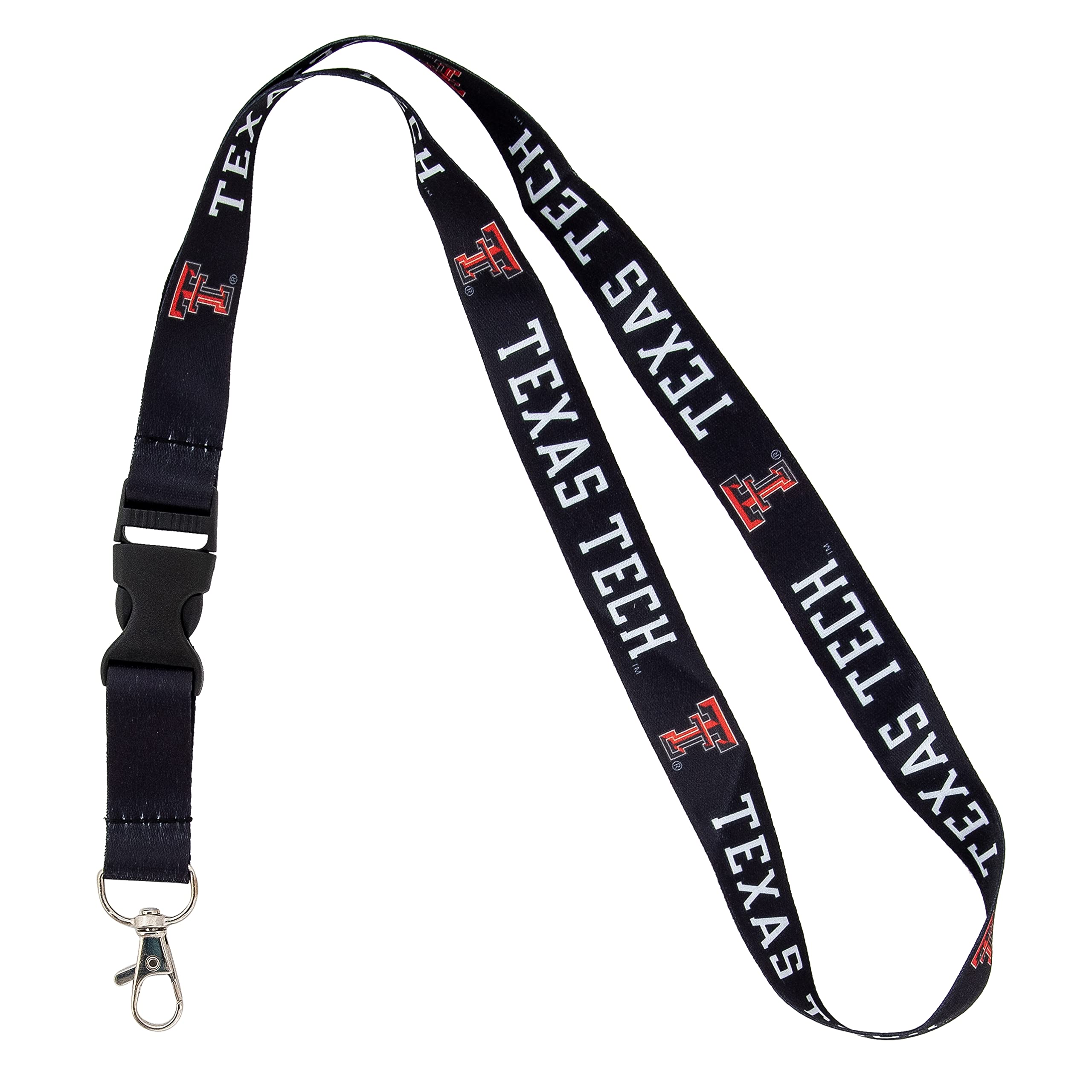 Desert Cactus Texas Tech University Lanyard TTU Red Raiders Car Keys ID Badge Holder Keychain Detachable Breakaway Snap Buckle (Black)