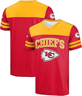 NFL Men's Officially Licensed Primary Logo Team Color Wordmark Game Day V-Neck Football Top